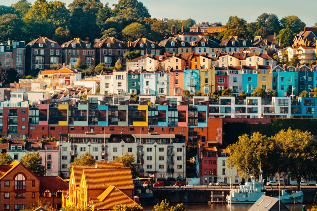 Colourful houses in Bristol, UK