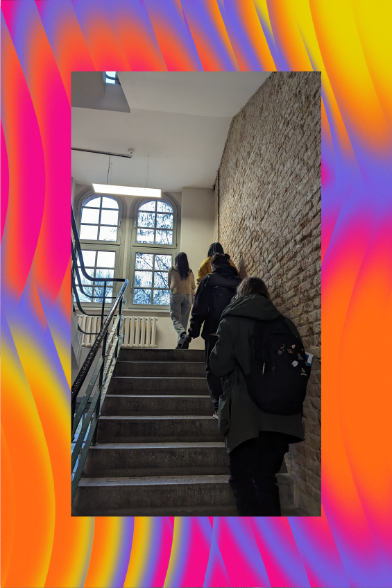BIMM University Berlin students walking up stairways of Factory Berlin