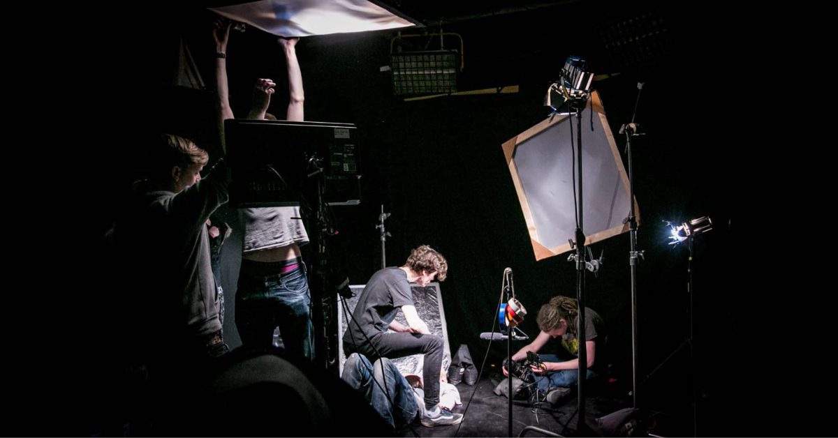 screen and film school students on set