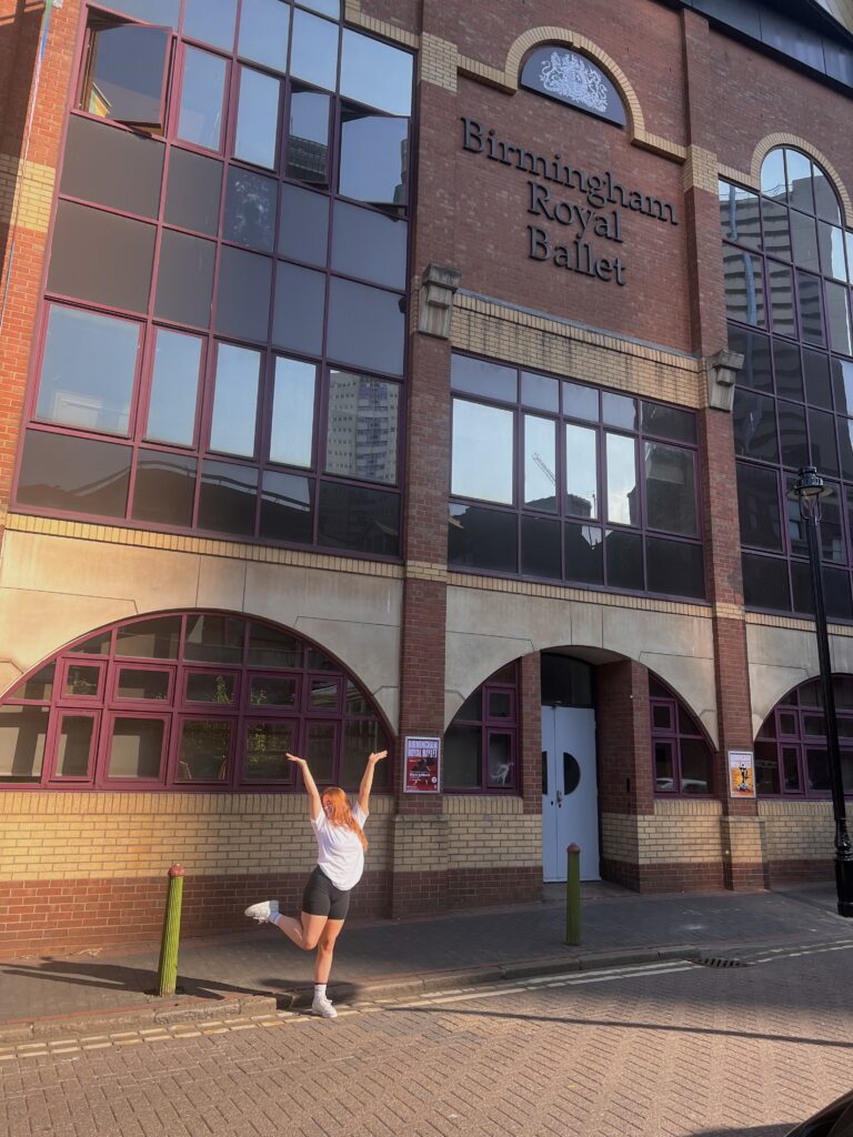 Billie poses outside birmingham royal ballet